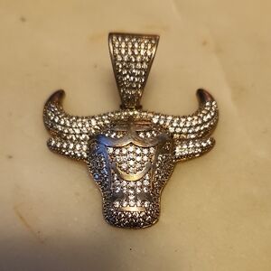 Source Unknown Silver Bull Pendant